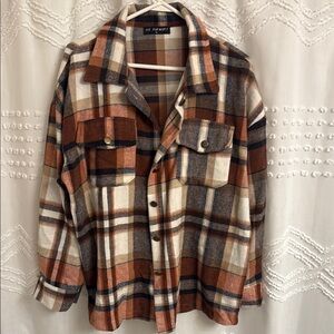 NWOT Plaid Button-Up Shacket - Medium
